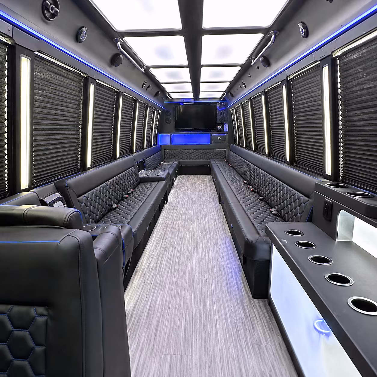 Corona Private Event Transportation party bus interior