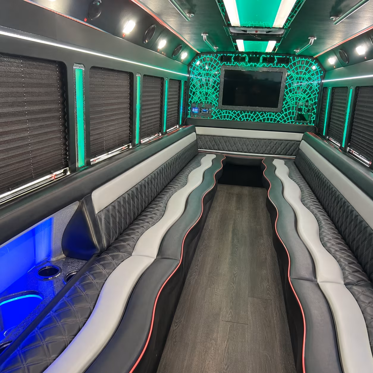 Corona Private Event Transportation party bus exterior
