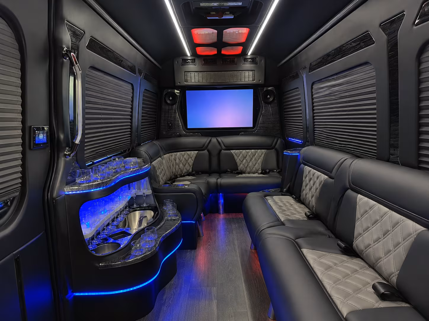 Corona School Event Transportation party bus exterior