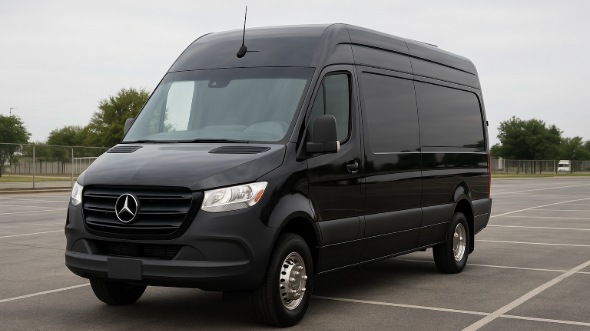 Exterior of Charter Bus Company Fontana's 14 Passenger Sprinter Limousine in Fontana