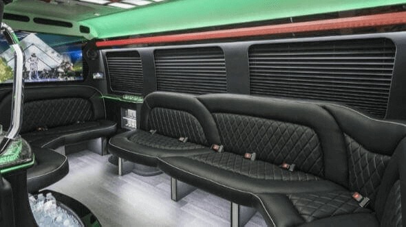 Interior of Charter Bus Company Chino Hills's 15 Passenger Party Bus in Chino Hills