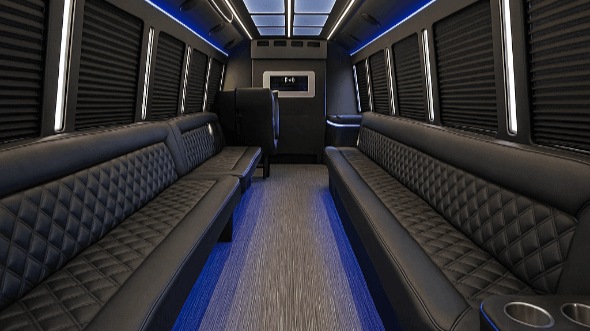 Interior of Charter Bus Company Pomona's 20 Passenger Party Bus in Pomona