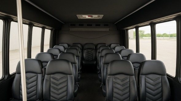 Interior of Charter Bus Company Corona's 25 Passenger Minibus in Corona
