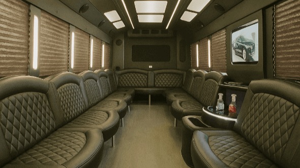 Interior of Charter Bus Company Pomona's 25 Passenger Party Bus in Pomona