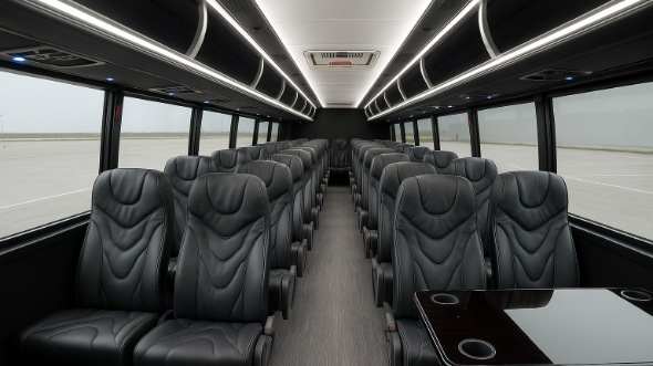 Interior of Charter Bus Company Corona's 28 Passenger Minibus in Corona