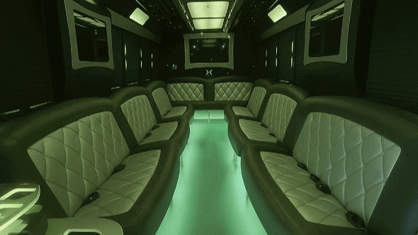 Interior of Charter Bus Company Pomona's 28 Passenger Party Bus in Pomona