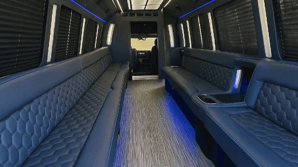 Interior of Charter Bus Company Riverside's 28 Passenger Party Bus in Riverside