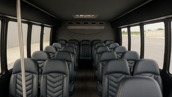 Interior of Charter Bus Company Corona's 30 Passenger Minibus in Corona