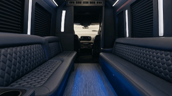 Interior of Charter Bus Company Chino Hills's 30 Passenger Party Bus in Chino Hills