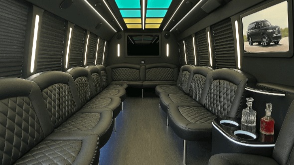 Interior of Charter Bus Company Upland's 30 Passenger Party Bus in Upland