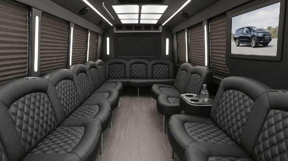 Interior of Charter Bus Company Chino Hills's 40 Passenger Party Bus in Chino Hills