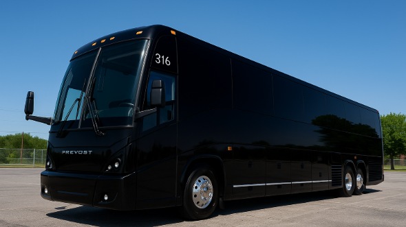 Exterior of Charter Bus Company Riverside's 40 Passenger Party Bus in Riverside