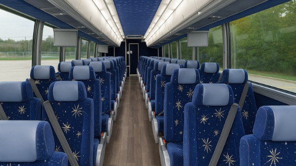 Interior of Charter Bus Company Corona's 45 Passenger Charter Bus in Corona
