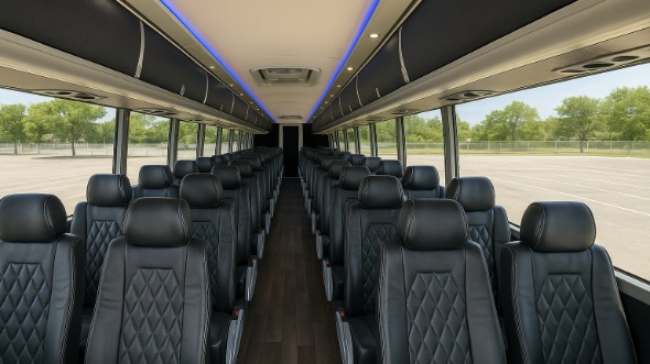 Interior of Charter Bus Company Corona's 46 Passenger Charter Bus in Corona