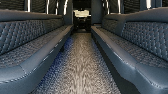 Interior of Charter Bus Company Upland's 50 Passenger Party Bus in Upland