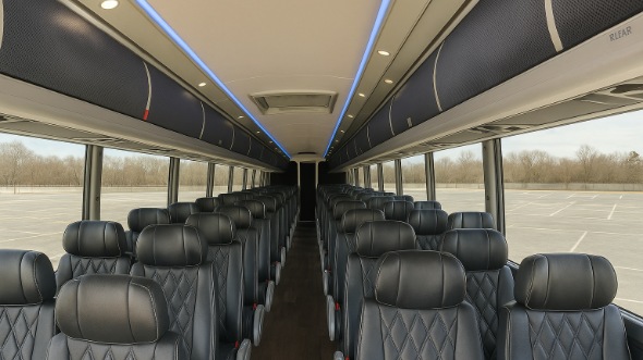Interior of Charter Bus Company Corona's 54 Passenger Charter Bus in Corona