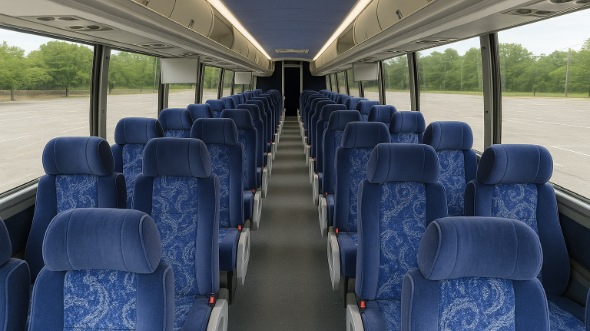 Interior of Charter Bus Company Corona's 56 Passenger Charter Bus in Corona