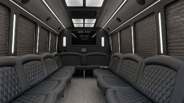 corona 28 passenger party bus inside