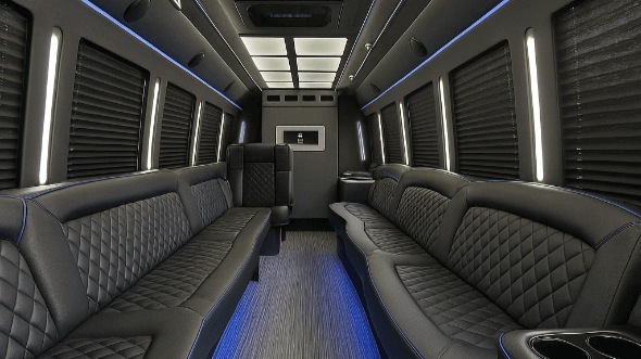 corona 40 passenger party bus inside
