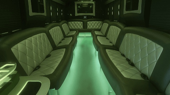 corona 50 passenger party bus inside