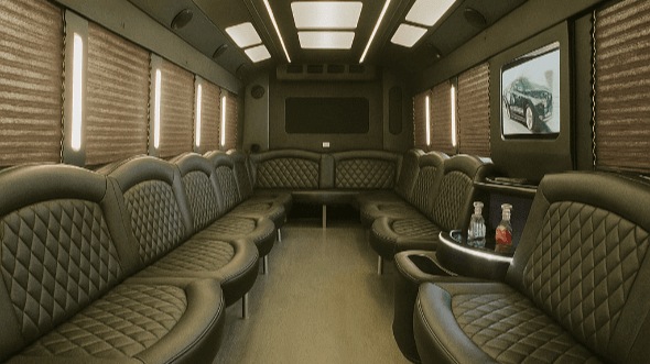 corona 50 passenger party bus interior